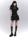 Black Pleated Cross Mini Skirt
