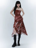 Irregular Red Slip Dress