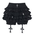 Black Pleated Cross Mini Skirt