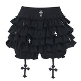 Black Pleated Cross Mini Skirt
