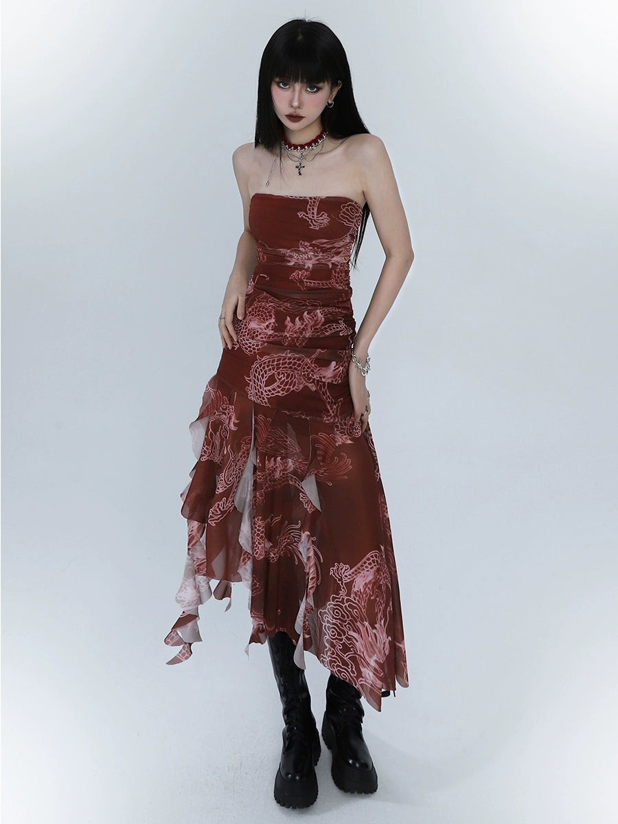 Irregular Red Slip Dress