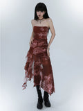 Irregular Red Slip Dress