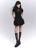 Black Pleated Cross Mini Skirt